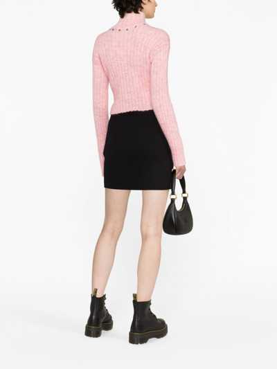 Shop Alessandra Rich Embellished Ribbed-knit Cardigan In Pink
