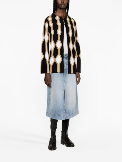 Chloé Renaissance Intarsia Cardigan With Self-tie Belt In Black