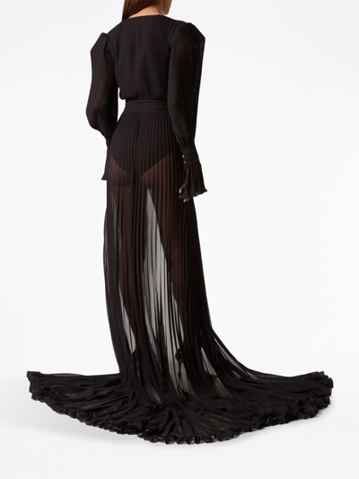 Shop Philipp Plein Fully-pleated Semi-sheer Dress In Black