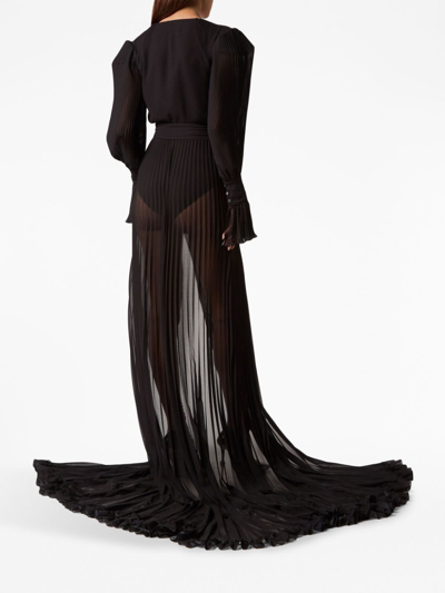 Philipp Plein Fully-pleated Semi-sheer Dress In Black