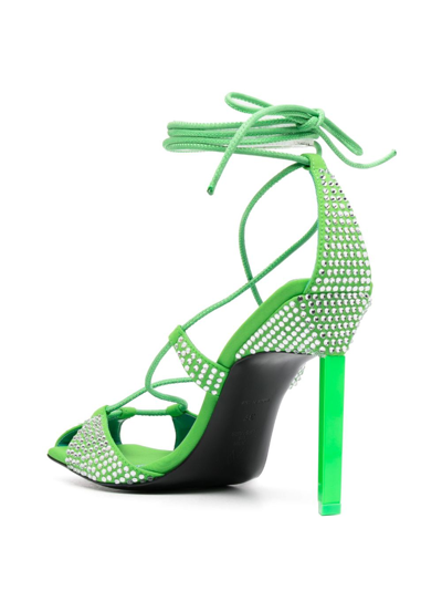 Shop Attico Adele 105mm Rhinestone-embellished Sandals In Green