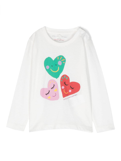 Shop Stella Mccartney Heart-print Long-sleeve T-shirt In White