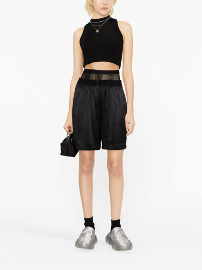 Shop Alexander Wang Layered Silk-charmeuse Boxer Shorts In Black