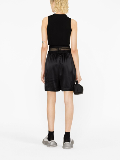 Shop Alexander Wang Layered Silk-charmeuse Boxer Shorts In Black