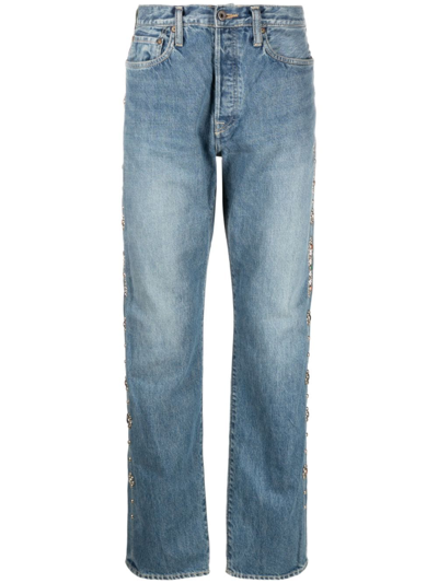 Kapital Stud-embellished Straight-leg Jeans In Blue
