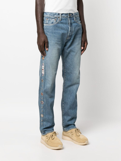 Kapital Stud-embellished Straight-leg Jeans In Blue