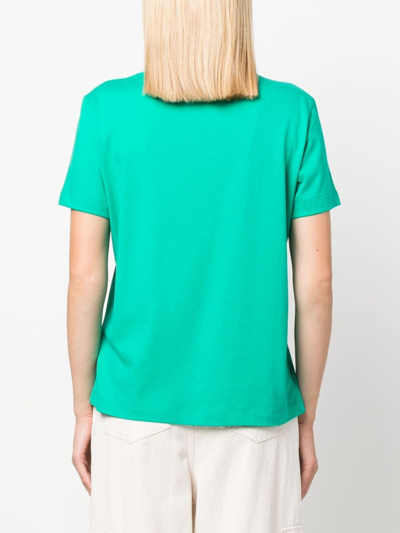 Shop Msgm Logo-print Cotton T-shirt In Green