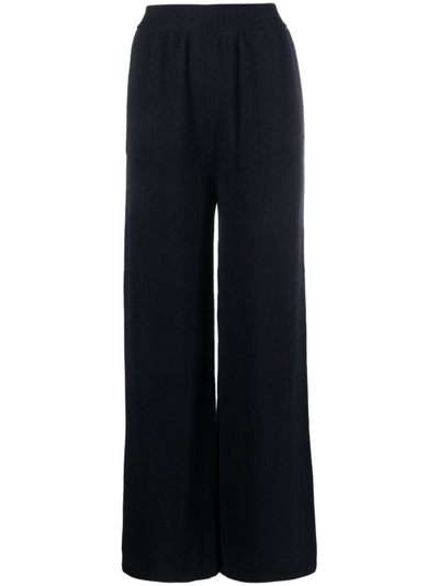 Shop Msgm Wide-leg Knitted Trousers In Blue