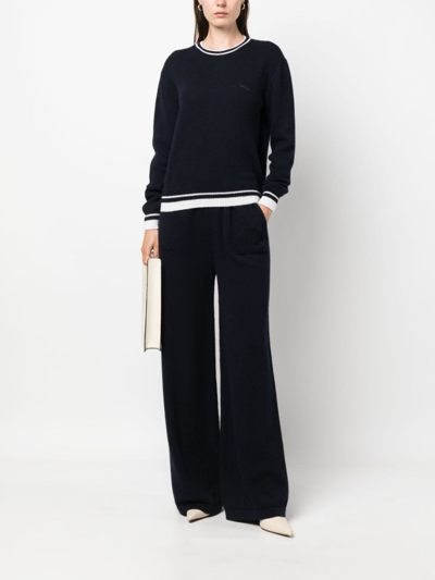 Shop Msgm Wide-leg Knitted Trousers In Blue