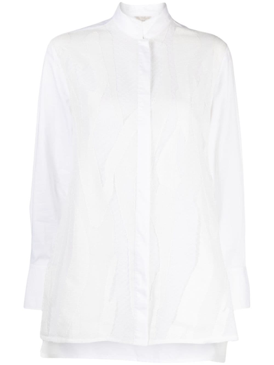 Shop Shiatzy Chen Lace-detailing Long-sleeve Shirt In White