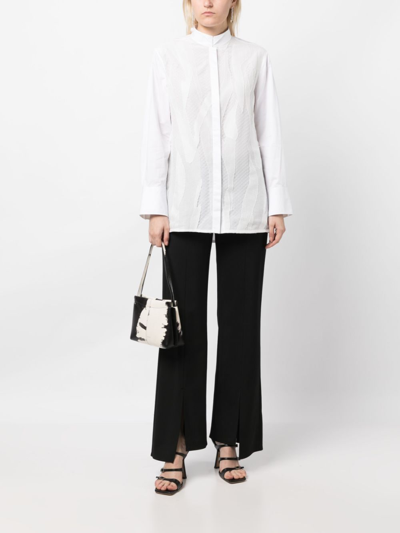 Shop Shiatzy Chen Lace-detailing Long-sleeve Shirt In White