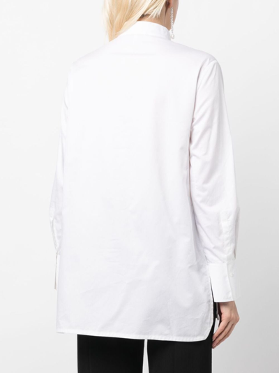 Shop Shiatzy Chen Lace-detailing Long-sleeve Shirt In White
