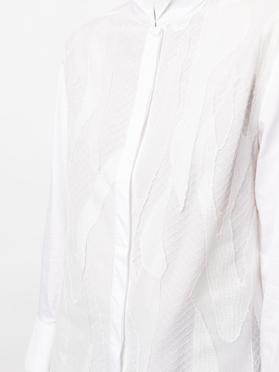 Shop Shiatzy Chen Lace-detailing Long-sleeve Shirt In White