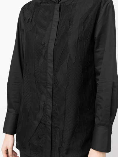 Shop Shiatzy Chen Lace-detailing Long-sleeve Shirt In Black