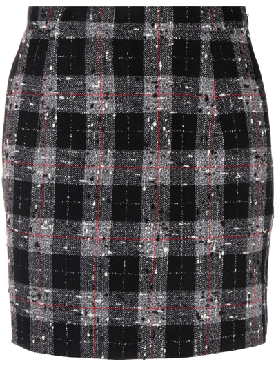 Shop Alessandra Rich Checked Tweed Mini Skirt In Black