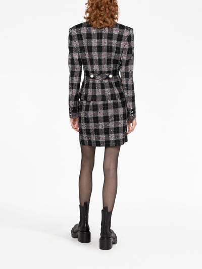 Shop Alessandra Rich Checked Tweed Mini Skirt In Black