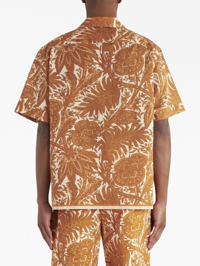 Etro Logo-embroidered Cotton Shirt In Neutrals