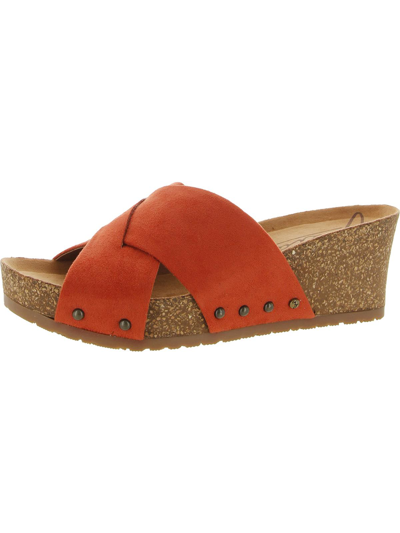 Shop Zodiac Mila Womens Faux Sued Slip-on Wedge Sandals In Orange