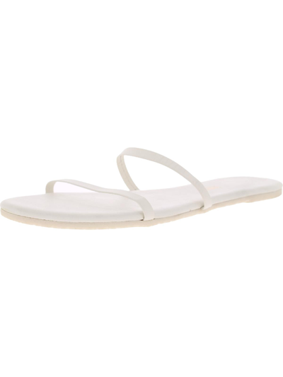 Shop Tkees Gemma Womens Faux Leather Slip On Flat Sandals In White