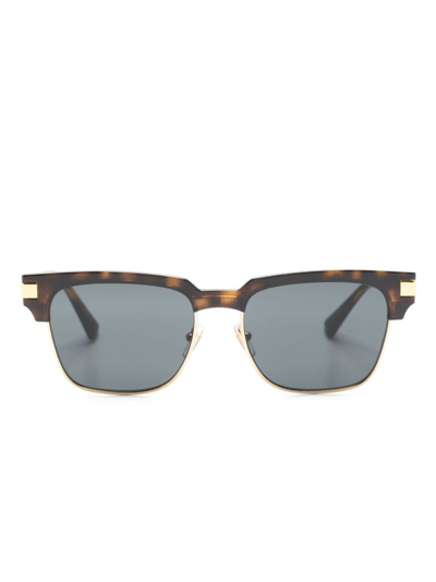 Versace Logo-detailing Square-frame Sunglasses In Brown