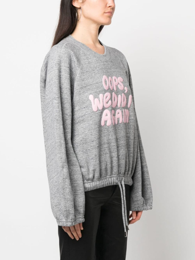 Shop Dsquared2 Slogan-print Long-sleeve Sweatshirt In Grey