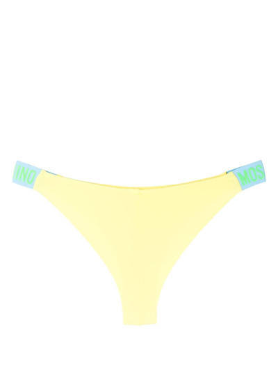 Shop Moschino Brazilian-style Logo-print Bikini Bottom In Yellow