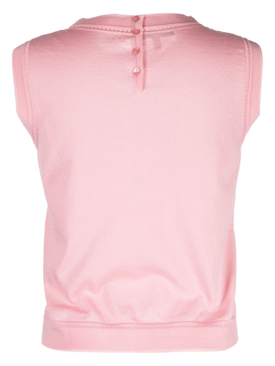 Shop Shiatzy Chen Lace-detailing Cotton Top In Pink