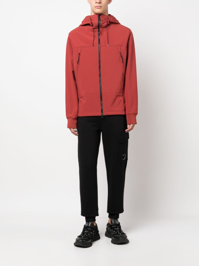Shop C.p. Company Zip-up Stretch-cotton Hooded Jacket In Red