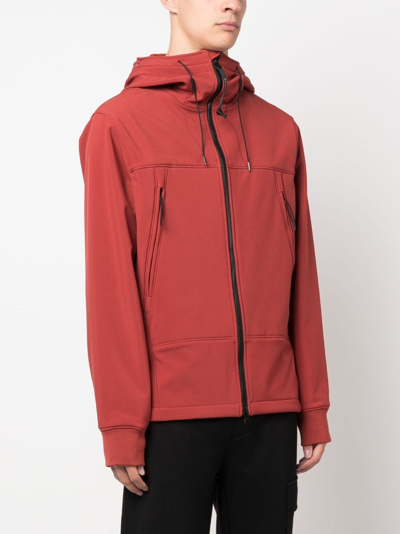 Shop C.p. Company Zip-up Stretch-cotton Hooded Jacket In Red