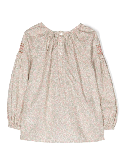 Shop Bonpoint Floral-print Cotton Blouse In Pink