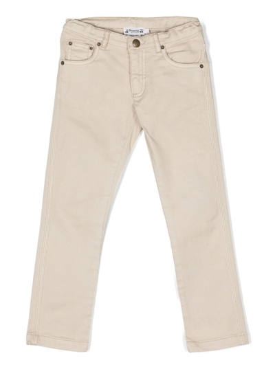 Shop Bonpoint Mid-rise Straight Jeans In Neutrals