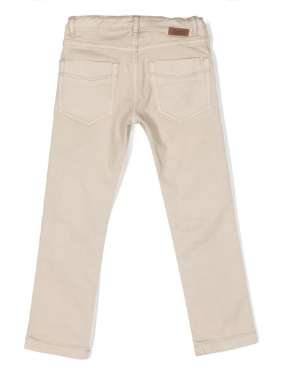 Shop Bonpoint Mid-rise Straight Jeans In Neutrals