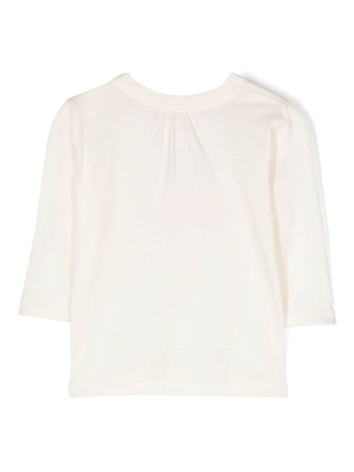 Shop Bonpoint Cherry-print Long-sleeved T-shirt In Neutrals