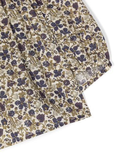 Shop Bonpoint Floral-print Cotton Blouse In Neutrals