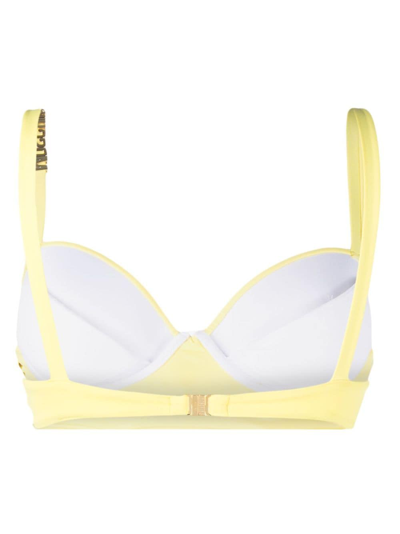 Shop Moschino Logo-plaque Bikini Top In Yellow