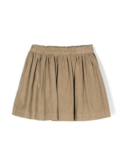 Shop Bonpoint Pleated A-line Skirt In Brown