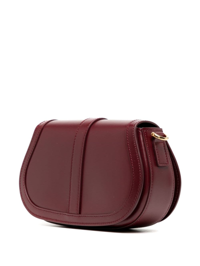 Shop Versace Greca Goddess Leather Shoulder Bag In Red
