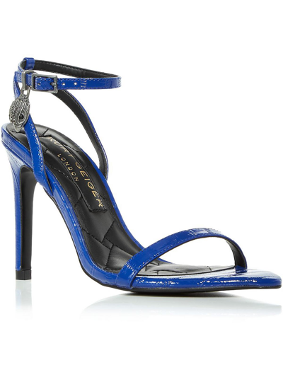 Shop Kurt Geiger Shoreditch Womens Patent Leather Ankle Strap Heels In Blue