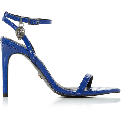 Shop Kurt Geiger Shoreditch Womens Patent Leather Ankle Strap Heels In Blue