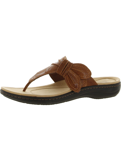 Shop Clarks Laurieann Rae Womens Adjustable Slip On Thong Sandals In Brown