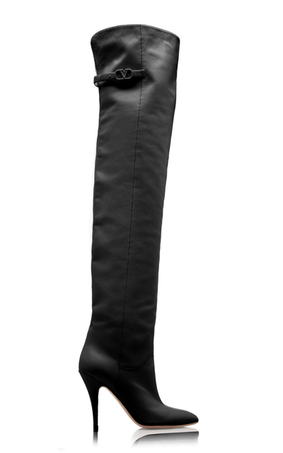 Shop Valentino Women's  Garavani Vlogo Signature Leather Boots In Black