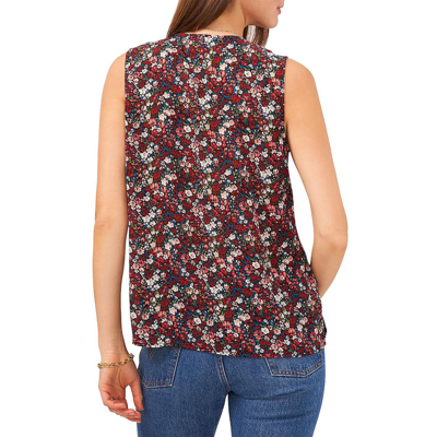 Shop Vince Camuto Desert Summer Womens Floral Print Ruffle Neck Pullover Top In Multi