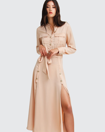 Shop Belle & Bloom Lover To Lover Maxi Shirt Dress In Beige