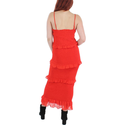 Shop Bebe Womens Chiffon Smocked Midi Dress In Red