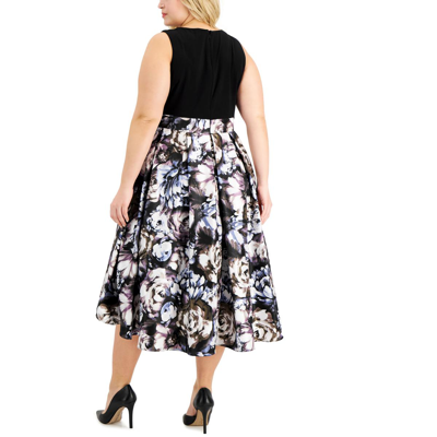 Shop Slny Plus Womens Sleeveless Floral Print Cocktail And Party Dress In Black