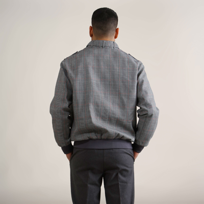 Shop Members Only Men's Anderson Glen Plaid Iconic Racer Jacket In Grey