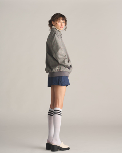 Members Only Women's Anderson Glen Plaid Oversized Jacket In Grey