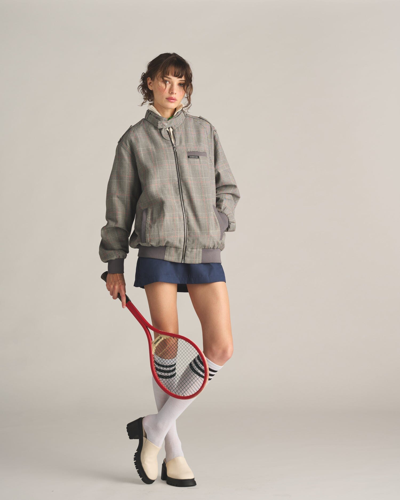 Members Only Women's Anderson Glen Plaid Oversized Jacket In Grey