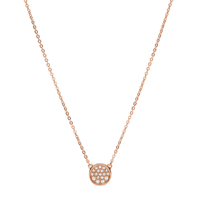Fossil Women's Rose Gold-tone Stainless Steel Pendant Necklace In Pink