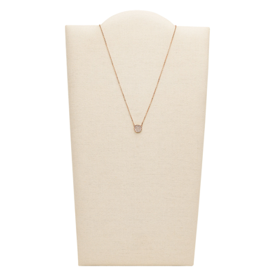 Fossil Women's Rose Gold-tone Stainless Steel Pendant Necklace In Pink